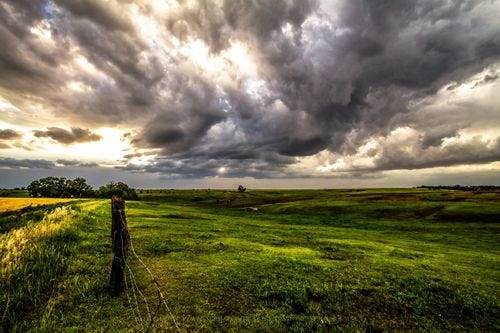 Image of Great Plains Photography Print (Not Framed) Picture of Prairie Drenched in Golden Sunlight on Stormy Day in Nebraska Western Wall Art Nature Decor (4" x 6")