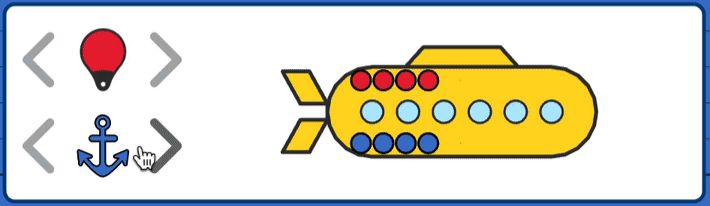 A submarine gathers floats and anchors at a student's instructions then rests at -3 and charges at a star at that depth.