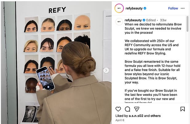 Refy reformulated their Brow Scult based on customer feedback 