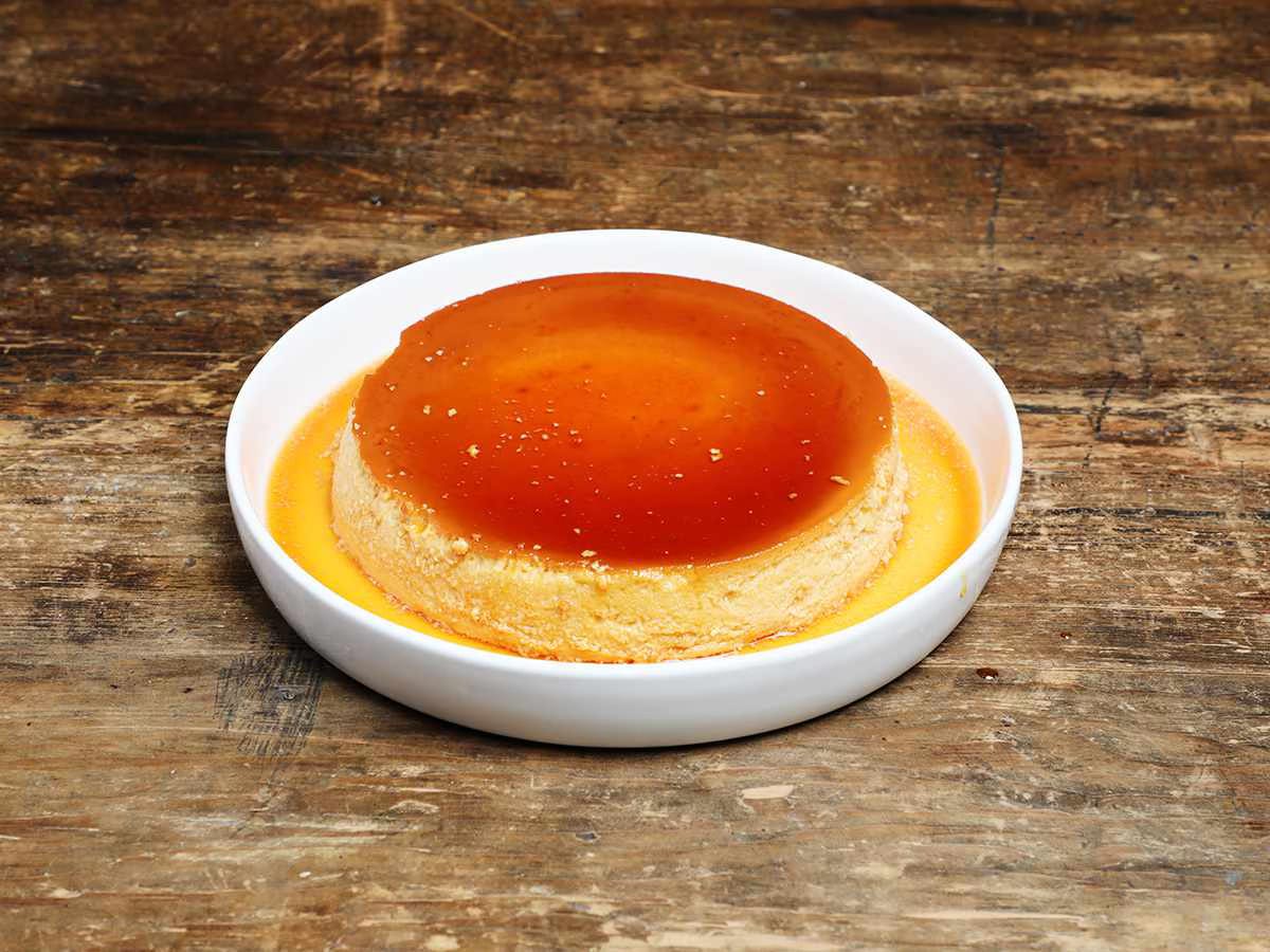 flan on serving plate flan on serving plate