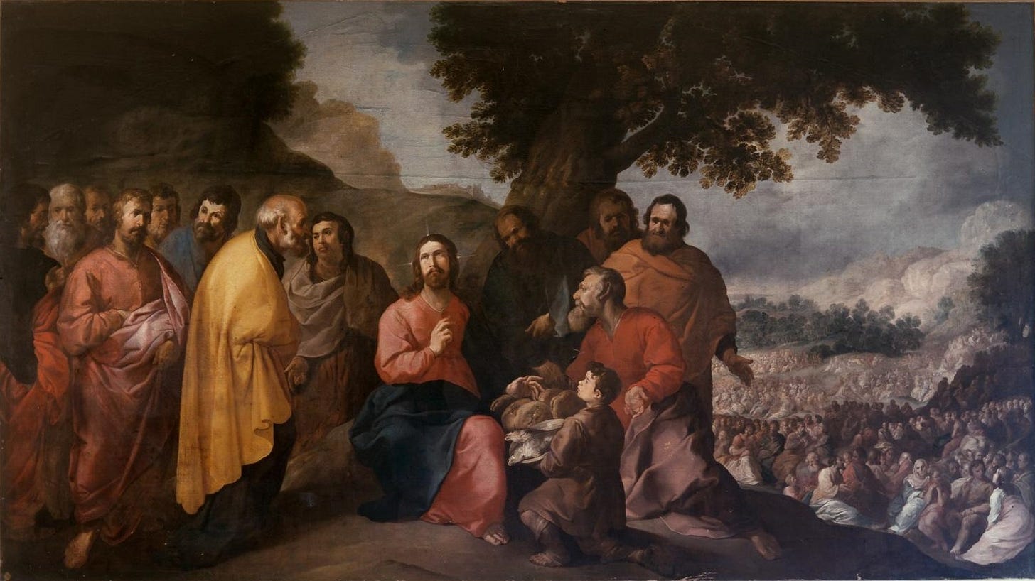 Classical painting of the feeding of the 5000