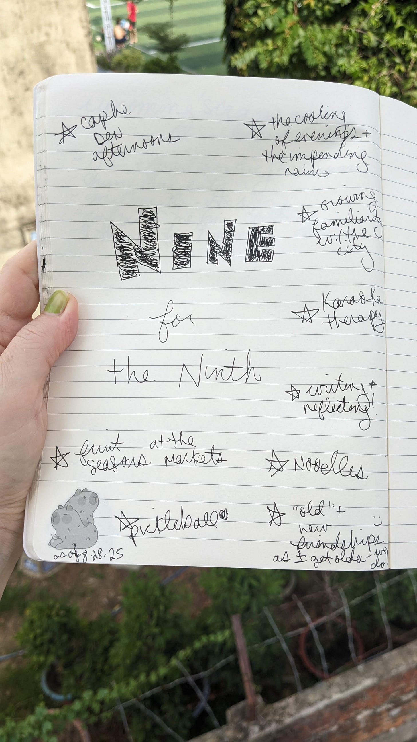 list in notebook