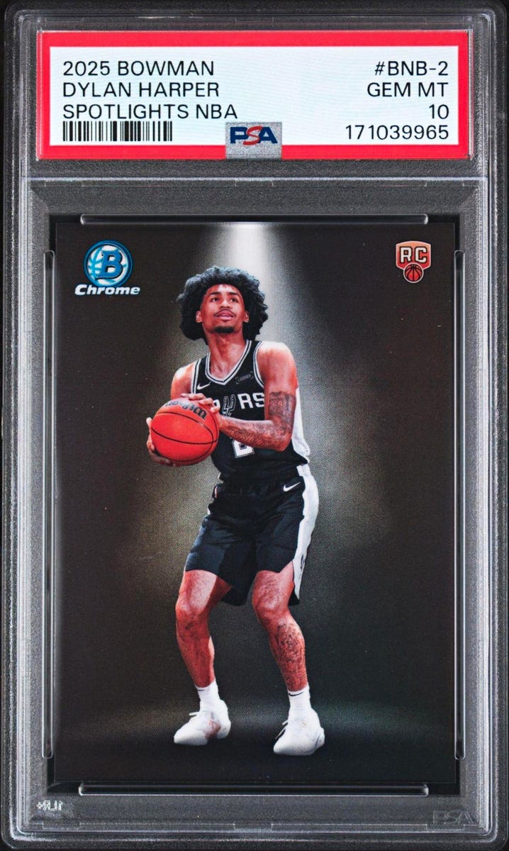 TOPPS 2025-26 BOWMAN SPOTLIGHTS NBA DYLAN HARPER SPURS #BNB-2 RC PSA 10 TOPPS 2025-26 BOWMAN SPOTLIGHTS NBA DYLAN HARPER SPURS #BNB-2 RC PSA 10