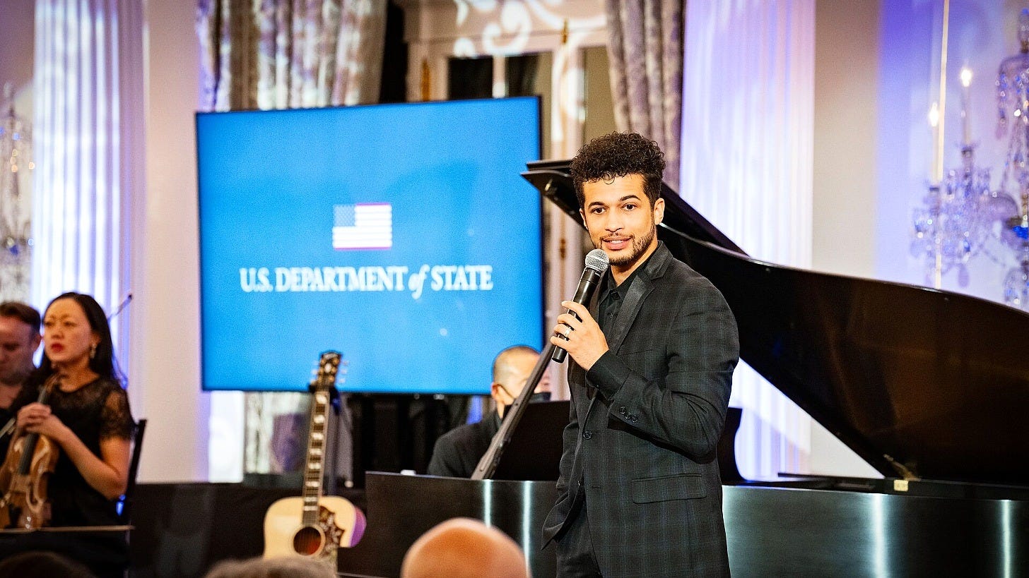 Jordan Fisher performs at the U.S. Department of State in 2023. Image: U.S. Department of State via Wikimedia Commons
