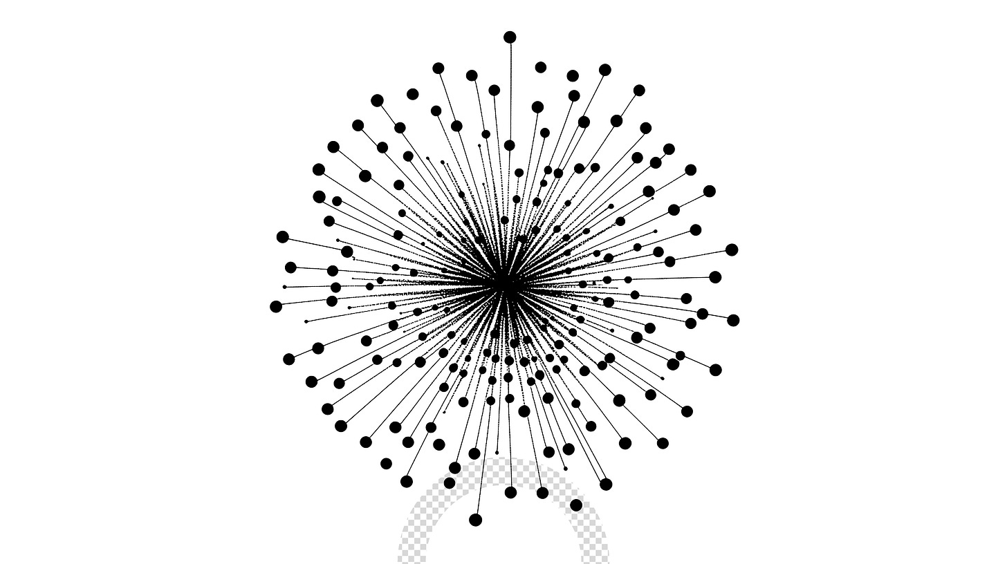 Black radial network of lines and dots expanding outward like a referral web. Black radial network of lines and dots expanding outward like a referral web.