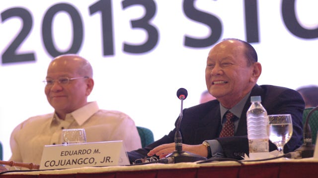 Cojuangco praises Ang for San Miguel's success Cojuangco praises Ang for San Miguel's success