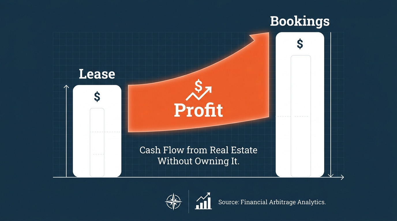 The arbitrage spread: lease in, bookings out, profit is the gap
