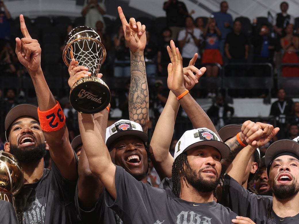 Members of the New York Knicks team after winning the N.B.A. championships. Members of the New York Knicks team after winning the N.B.A. championships.