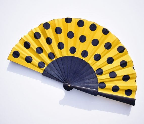 polka dots blue hand fan chic