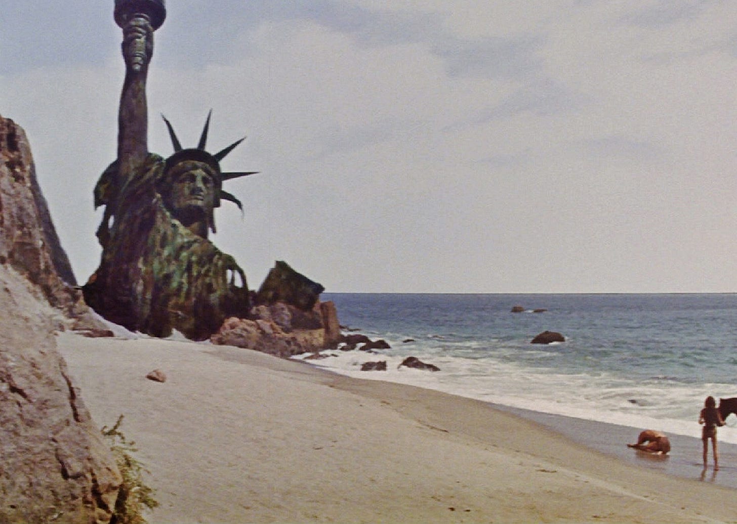 Ruin of Statue of Liberty on beach, from Planet of the Apes
