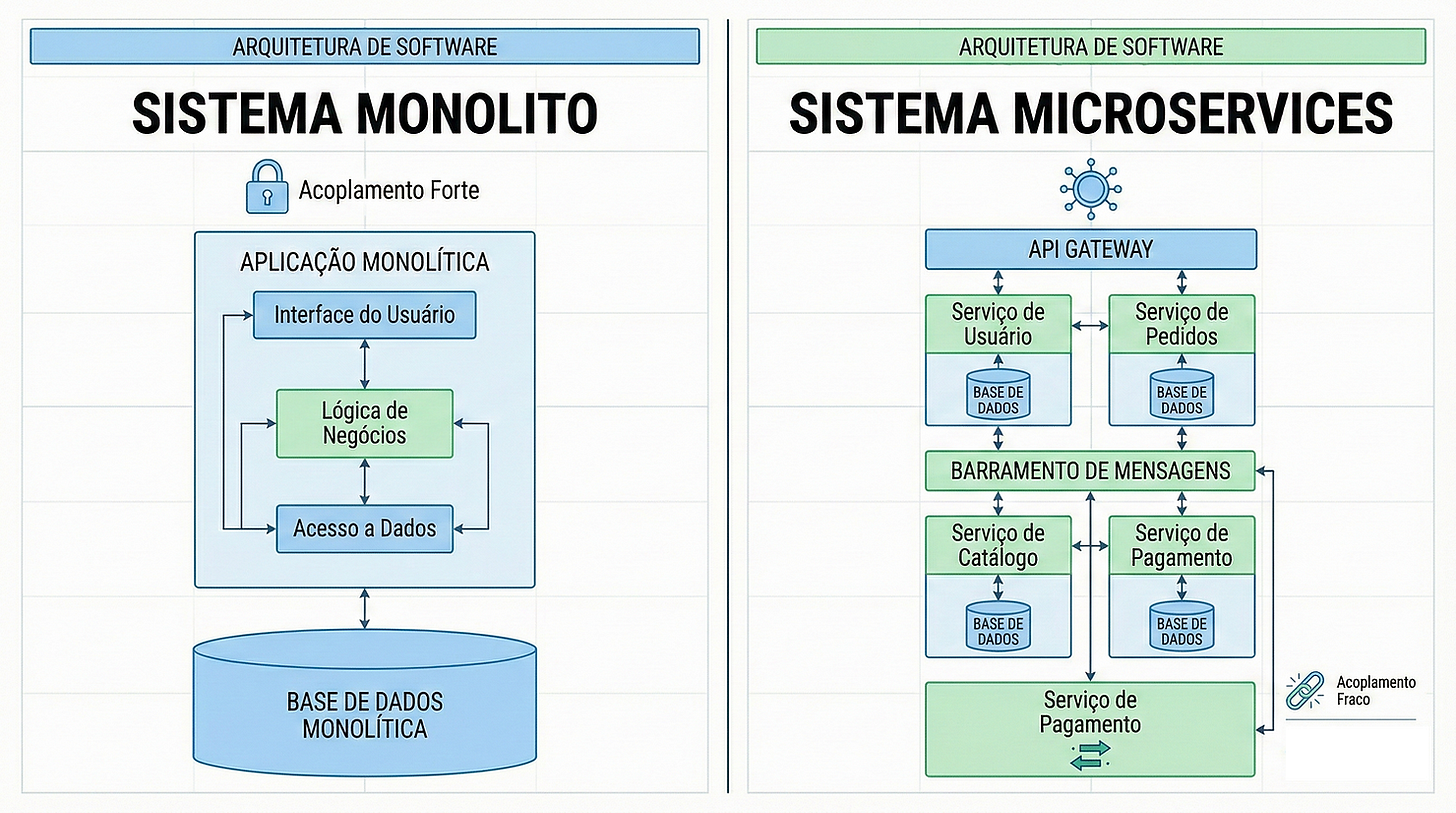 Sistema Monolitico vs Sistema Microserviços