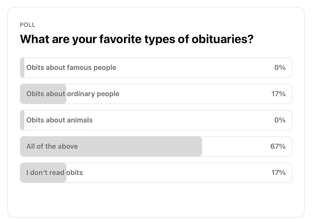 Favorite obits poll