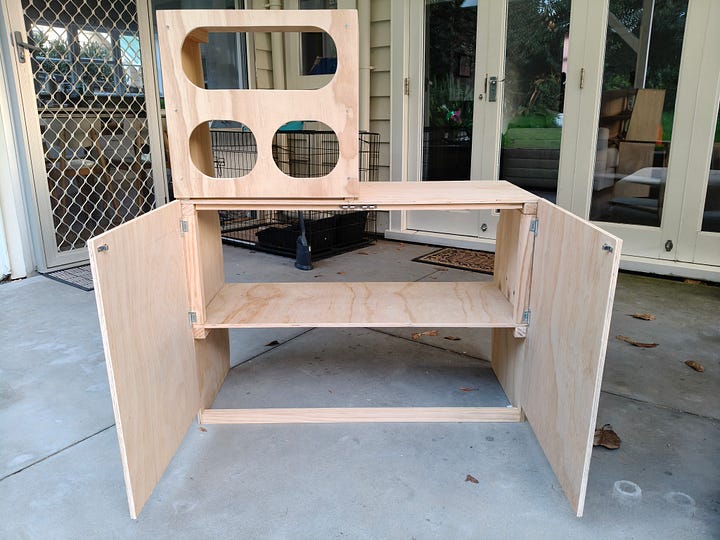 Constructing a plywood cupboard over various phases