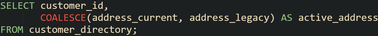 Using COALESCE to Pick the First Non Null Value