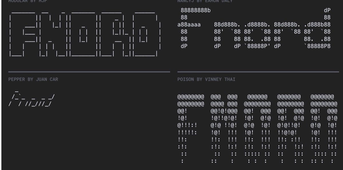 ASCII title generator — Jonn Leffmann / CC BY 3.0 (Wikimedia Commons)