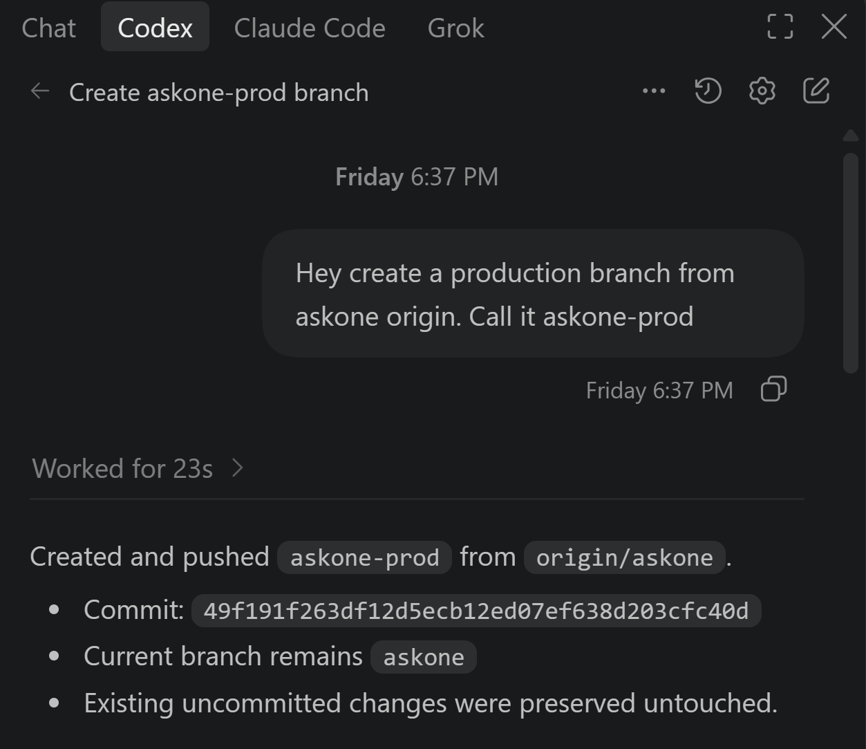 Codex creating askone-prod GitHub branch Codex creating askone-prod GitHub branch