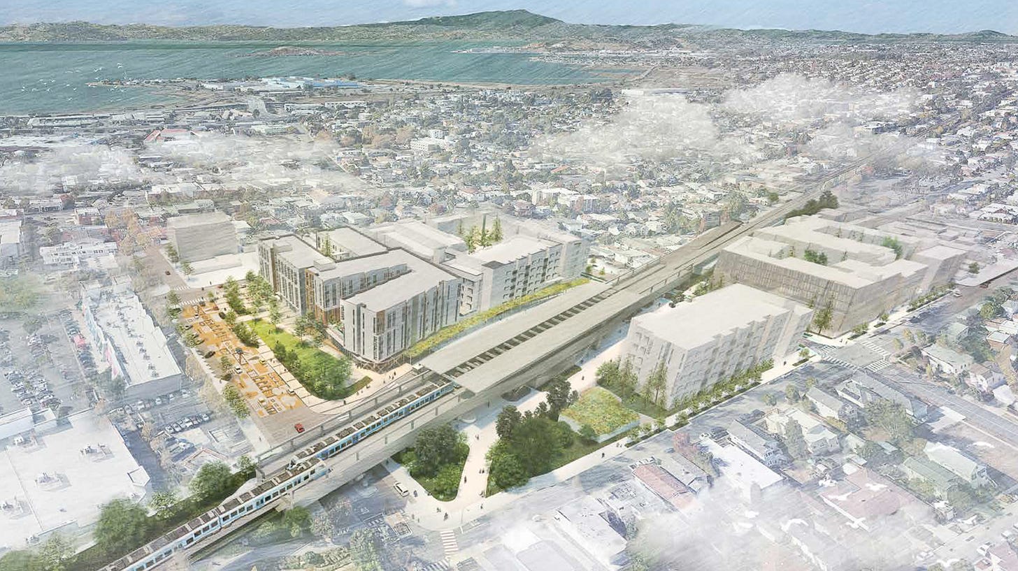 A large new development next to a BART station. A large new development next to a BART station.