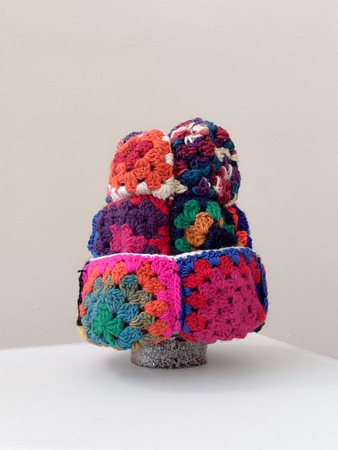 Multi color granny crochet patchwork beanie