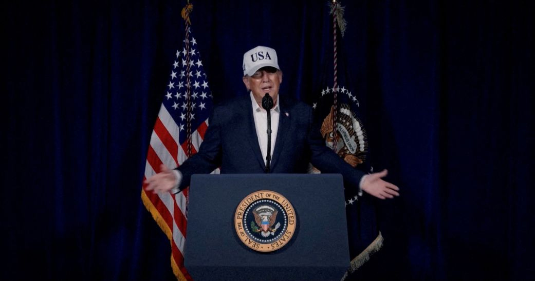 President Donald Trump speaks to announce that the US had begun "major combat operations" in Iran, in an unknown location, in this screengrab from a video released on Saturday. President Donald Trump speaks to announce that the US had begun "major combat operations" in Iran, in an unknown location, in this screengrab from a video released on Saturday.