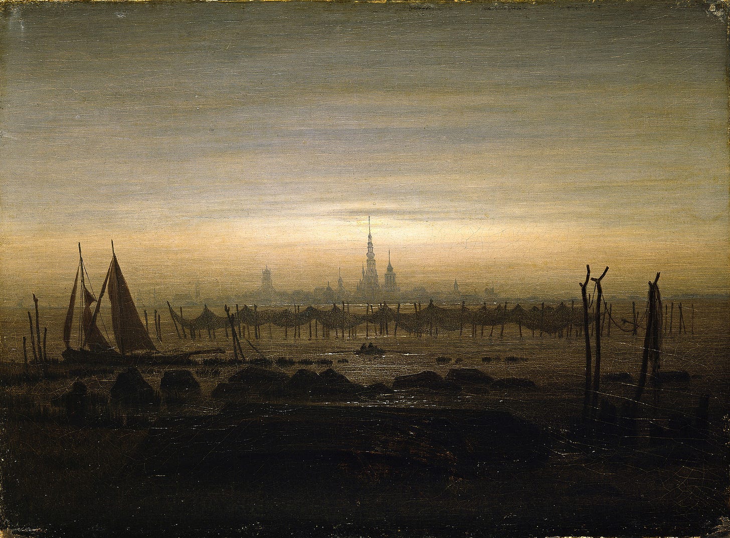 Greifswald in moonlight - Caspar David Friedrich - WikiArt.org ...
