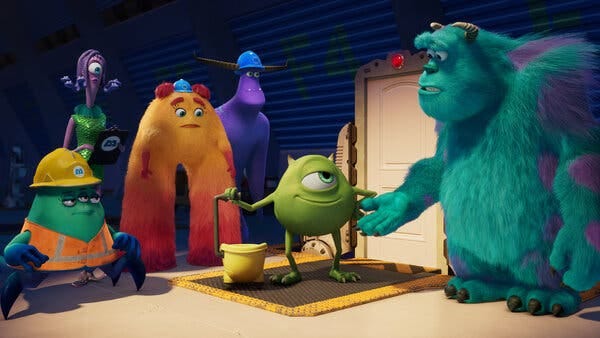 “Monsters at Work” picks up where the 2001 Pixar film “Monsters, Inc.” left off, with returning roles for Billy Crystal as Mike (center, with the mop bucket), and John Goodman as Sulley (far right). “Monsters at Work” picks up where the 2001 Pixar film “Monsters, Inc.” left off, with returning roles for Billy Crystal as Mike (center, with the mop bucket), and John Goodman as Sulley (far right).