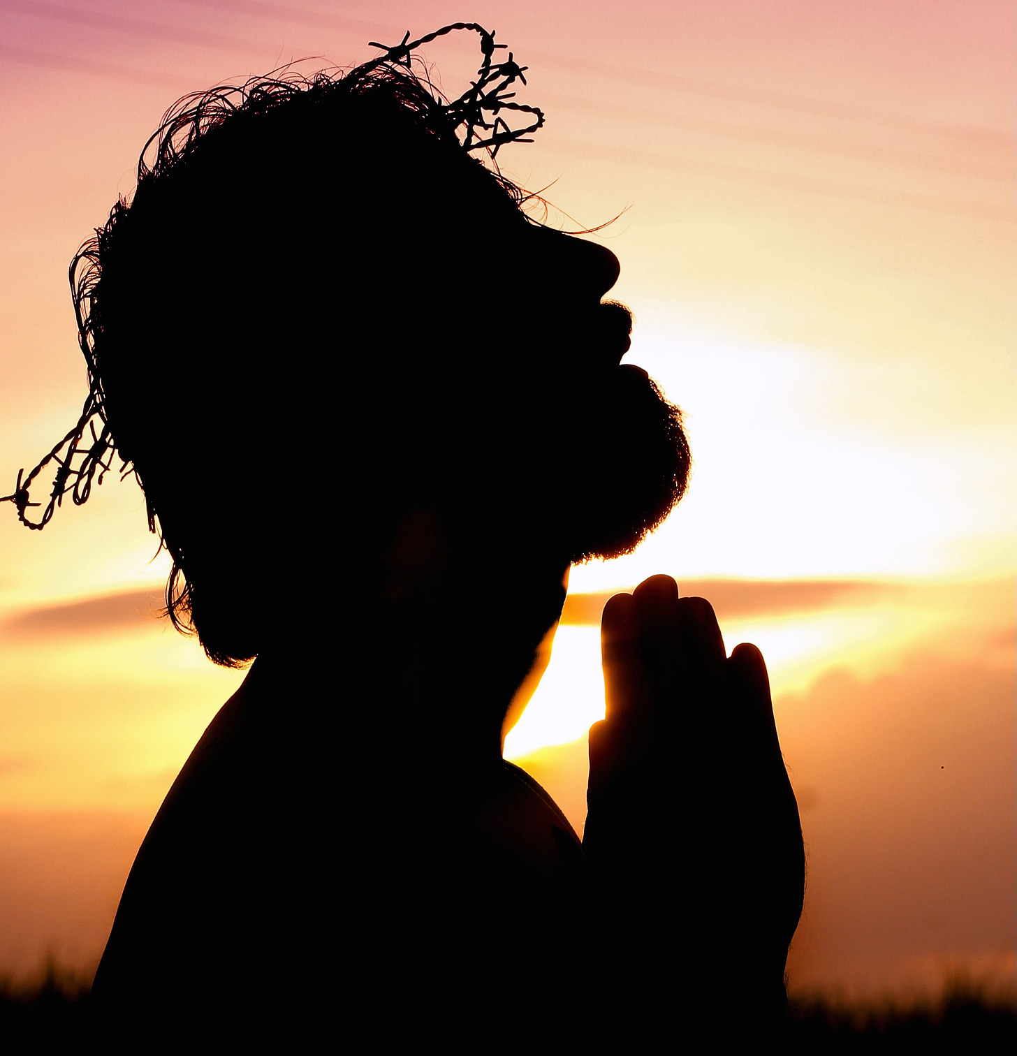 Jesus crown of thorns praying