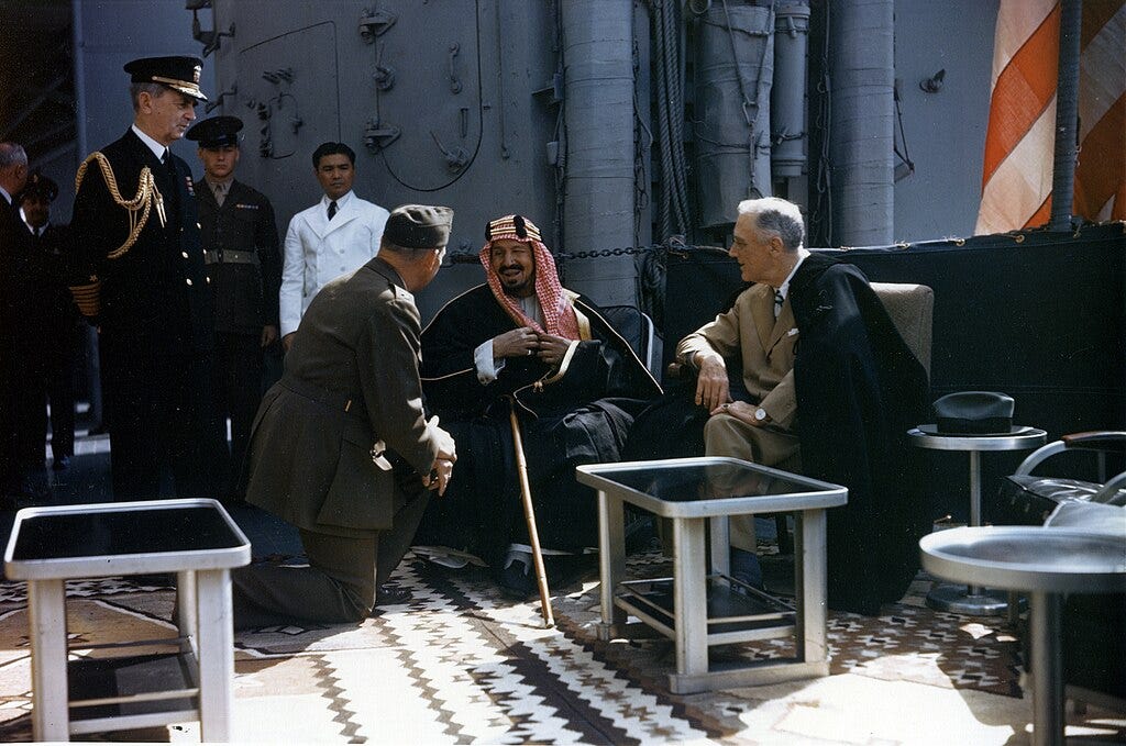 File:Franklin D. Roosevelt with King Ibn Saud aboard USS ...