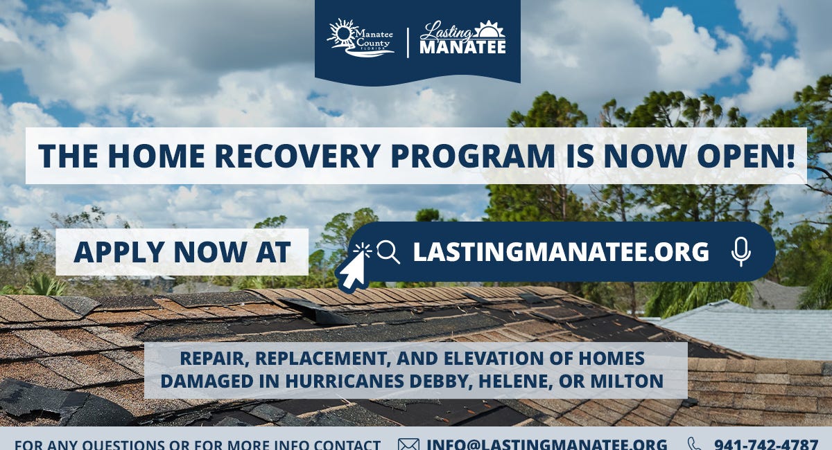 Manatee County Opens Home Recovery Program for Hurricane-Impacted Residents