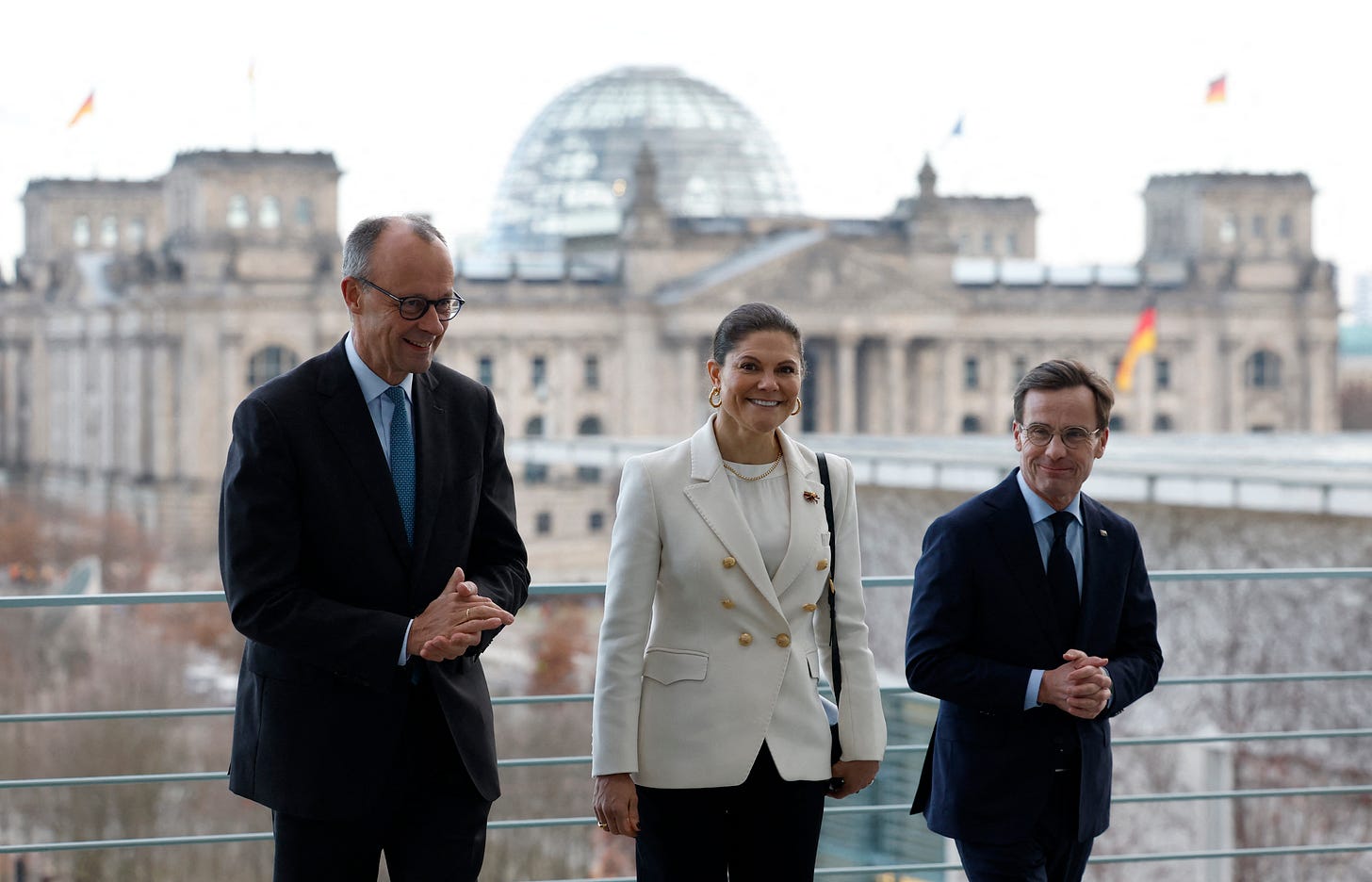 Friedrich Merz, Crown Princess Victoria and Ulf Kristersson