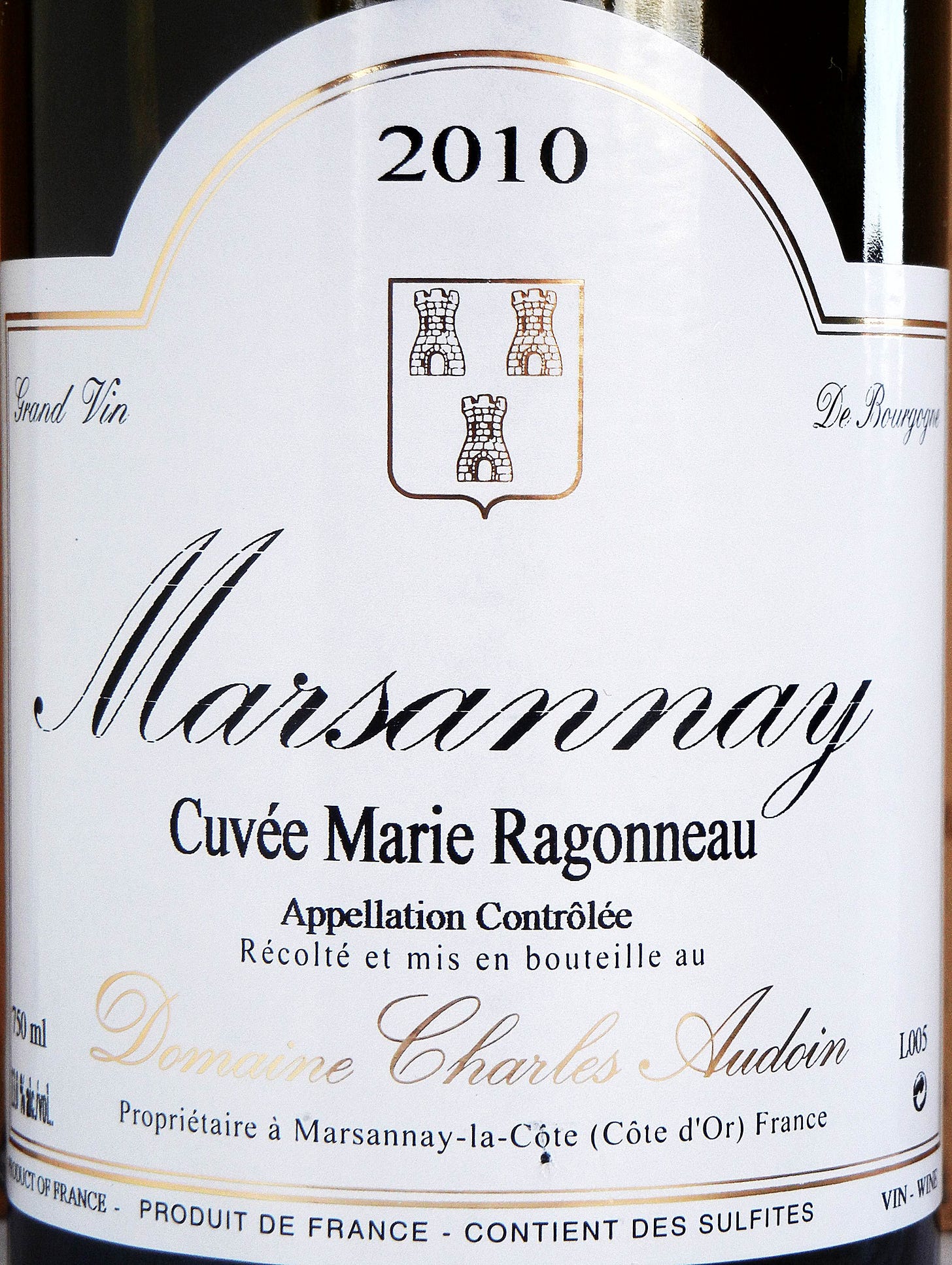 Charles Audoin Marsannay Marie Ragonneau 2010 Label - BC Pinot Noir Tasting Review 20 Charles Audoin Marsannay Marie Ragonneau 2010 Label - BC Pinot Noir Tasting Review 20
