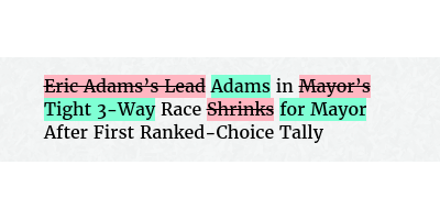 Before: Eric Adams’s Lead in Mayor’s Race Shrinks After First Ranked-Choice Tally
After: Adams in Tight 3-Way Race for Mayor After First Ranked-Choice Tally