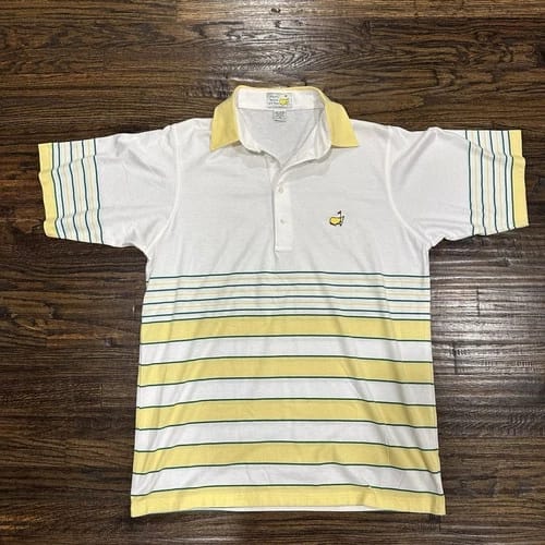 Vintage Masters Augusta National Polo Mens XL Rare color pattern Yellow White - Picture 1 of 9