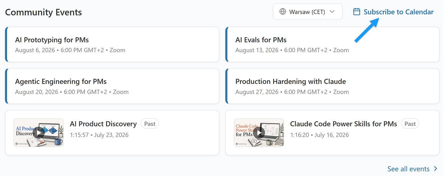 As a paid subscriber, you can sync your calendar by visiting https://go.productcompass.pm/premium As a paid subscriber, you can sync your calendar by visiting https://go.productcompass.pm/premium
