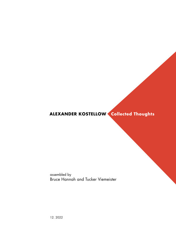 ALEXANDER KOSTELLOW: Collected Thoughts by Viemeister and Hannah | Blurb  Books