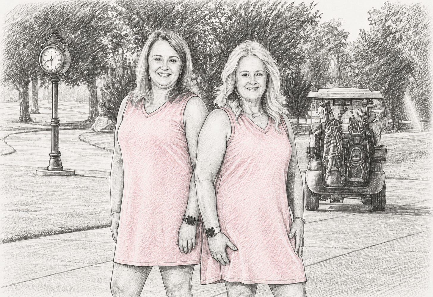 two women on a golf course