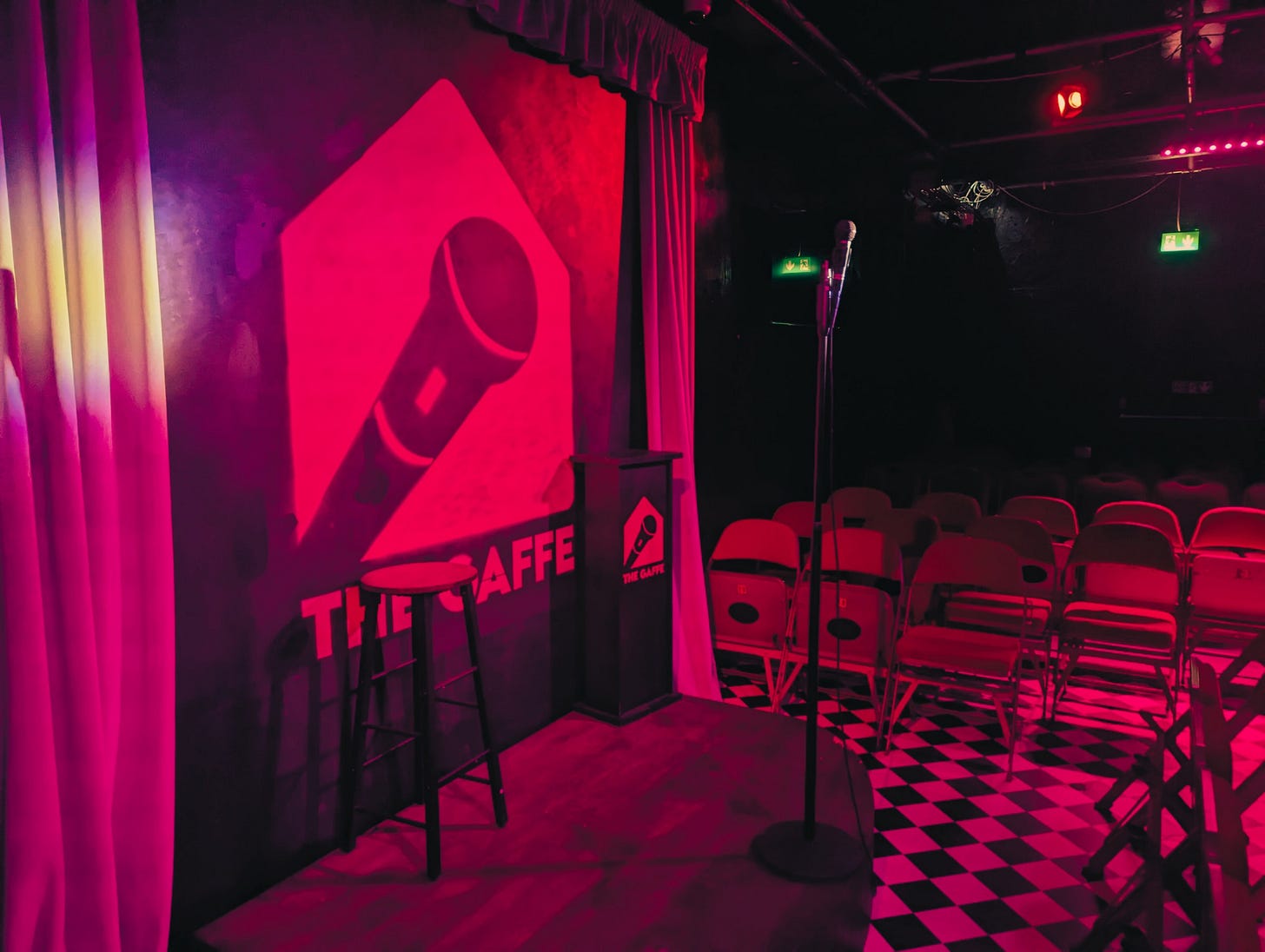 The stage at The Gaffe comedy club Bristol, UK from Never Lost Letters by Stuart Found