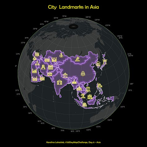 Maps of continents showing various topics.