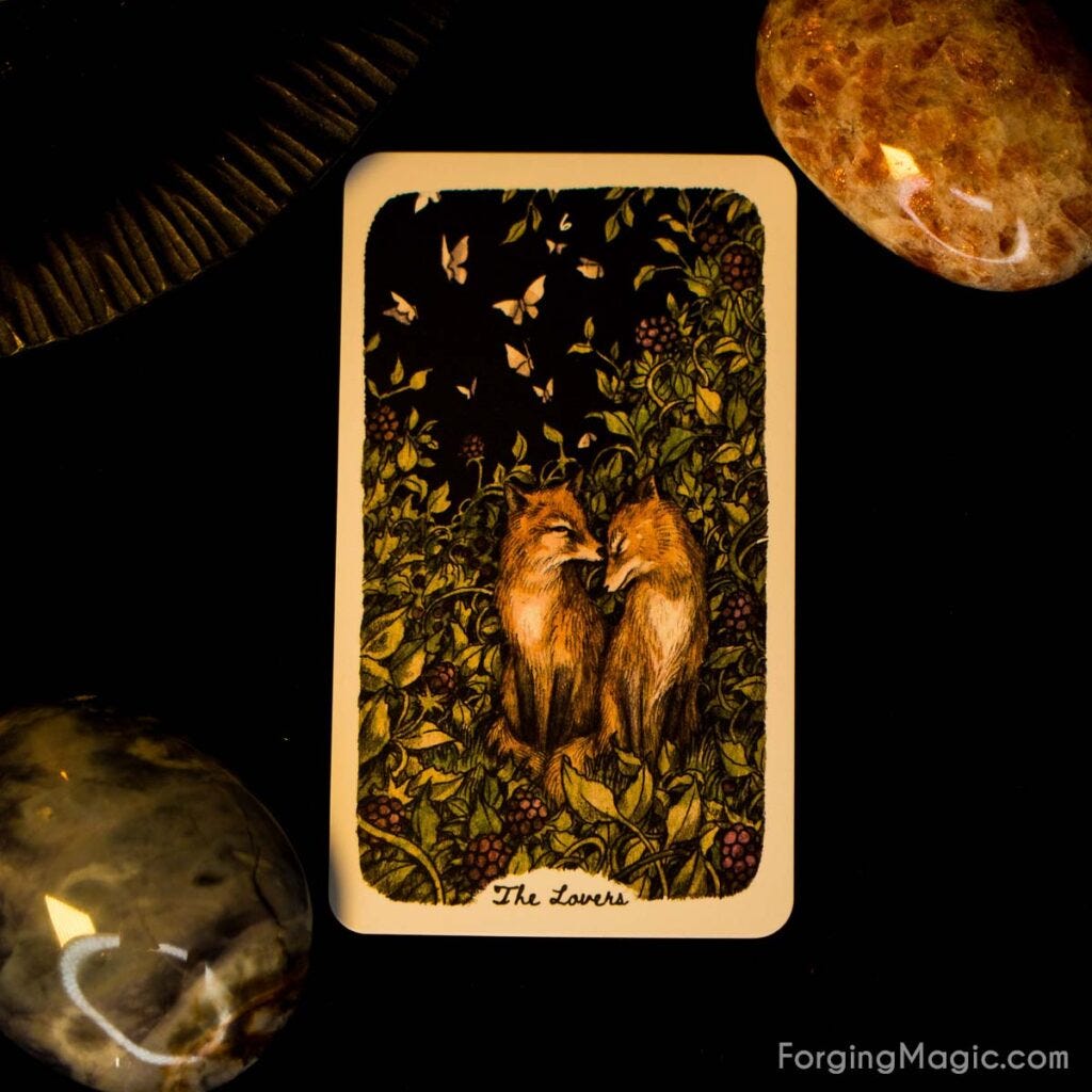 Oak, Ash & Thorn Lovers Tarot Card