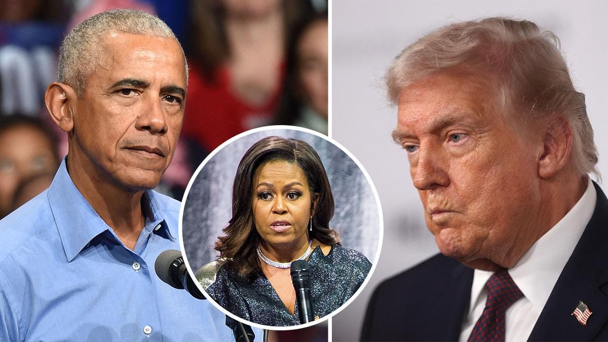 Composite photo of Barack Obama, Michelle Obama and Donald Trump Composite photo of Barack Obama, Michelle Obama and Donald Trump