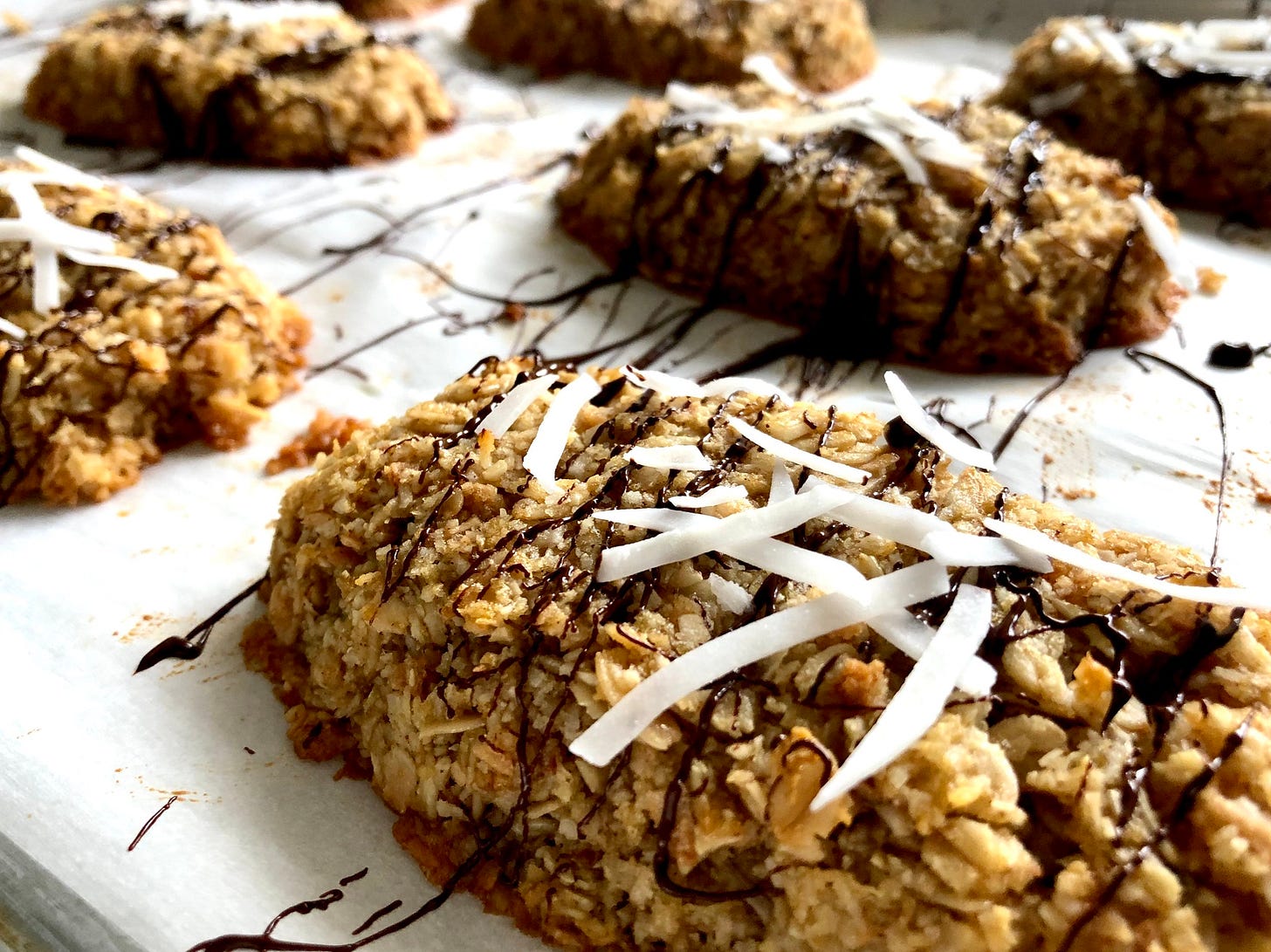  Honey toasted coconut breakfast bars with chocolate drizzle 