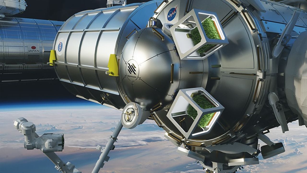 StarLab Oasis plans to grow seeds on external docking platforms at space stations, shown here in a rendering