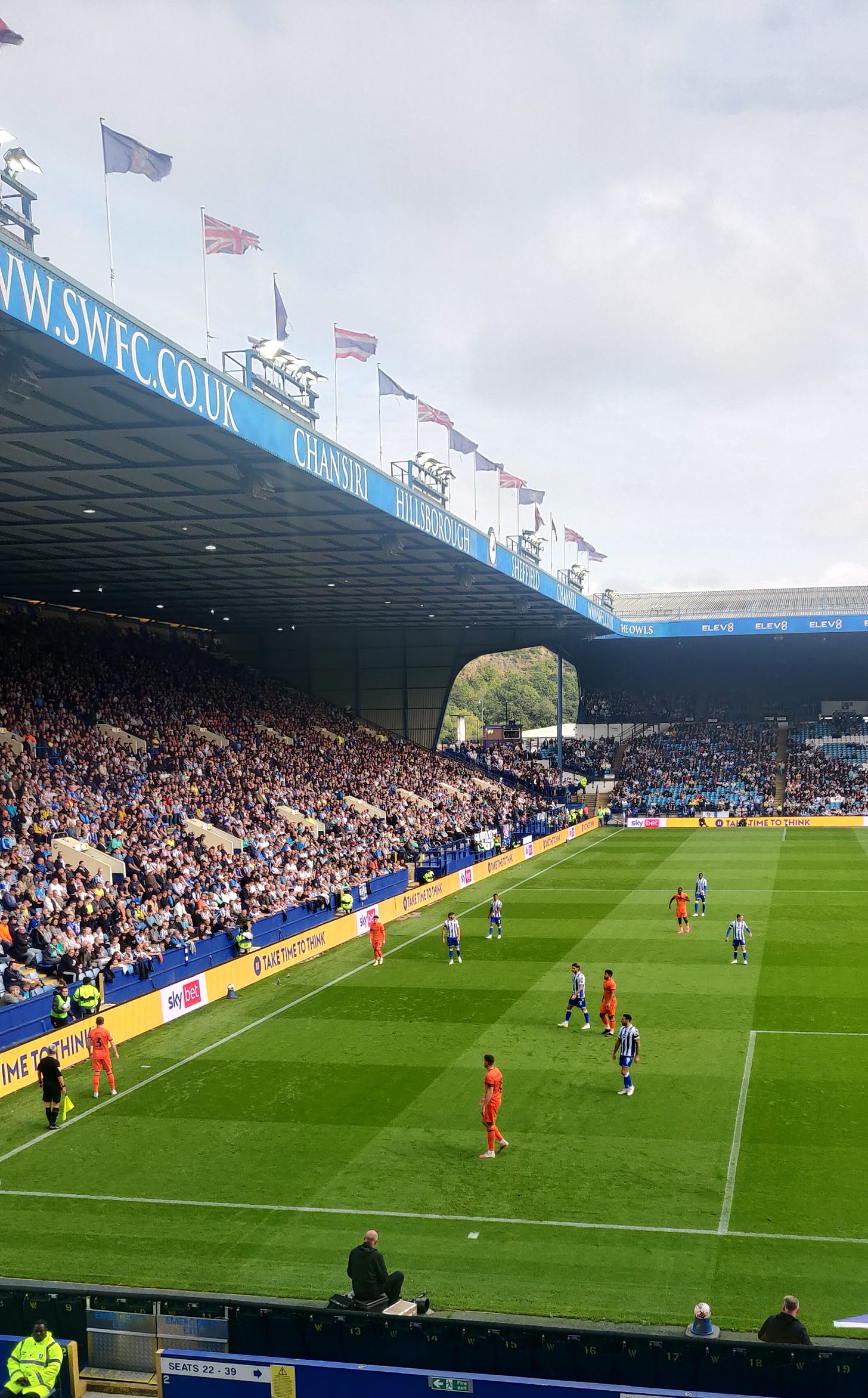 Ipswich take a throw from their own half against Sheffield Wednesday at Hillsborough, September 2023
