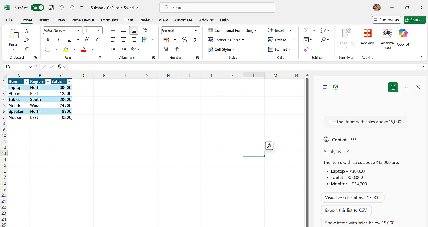 Quick Tutorial : Copilot with Excel