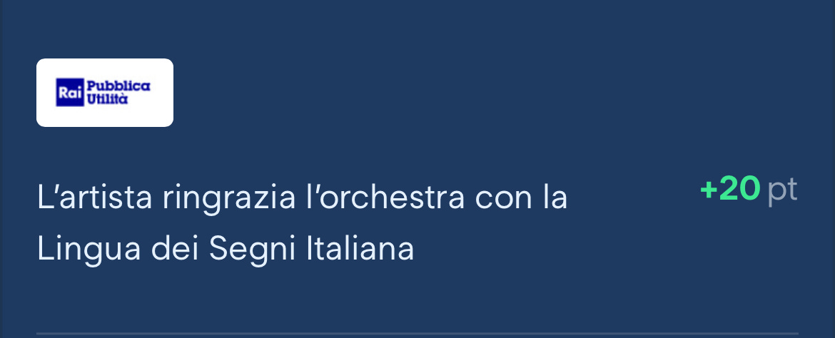 Bonus l'artista ringrazia l'orchestra con la lingua dei segni italiana