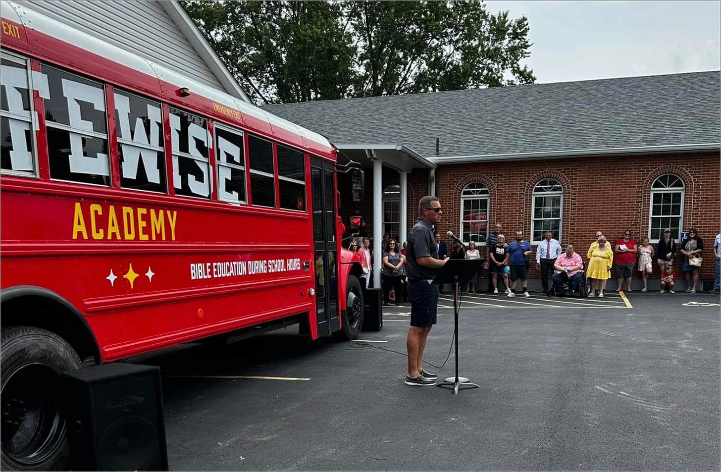 Rep. Rodney Creech speaking at the Tri-County North LifeWise program open house in July 2024 at Lewisburg Baptist Church.