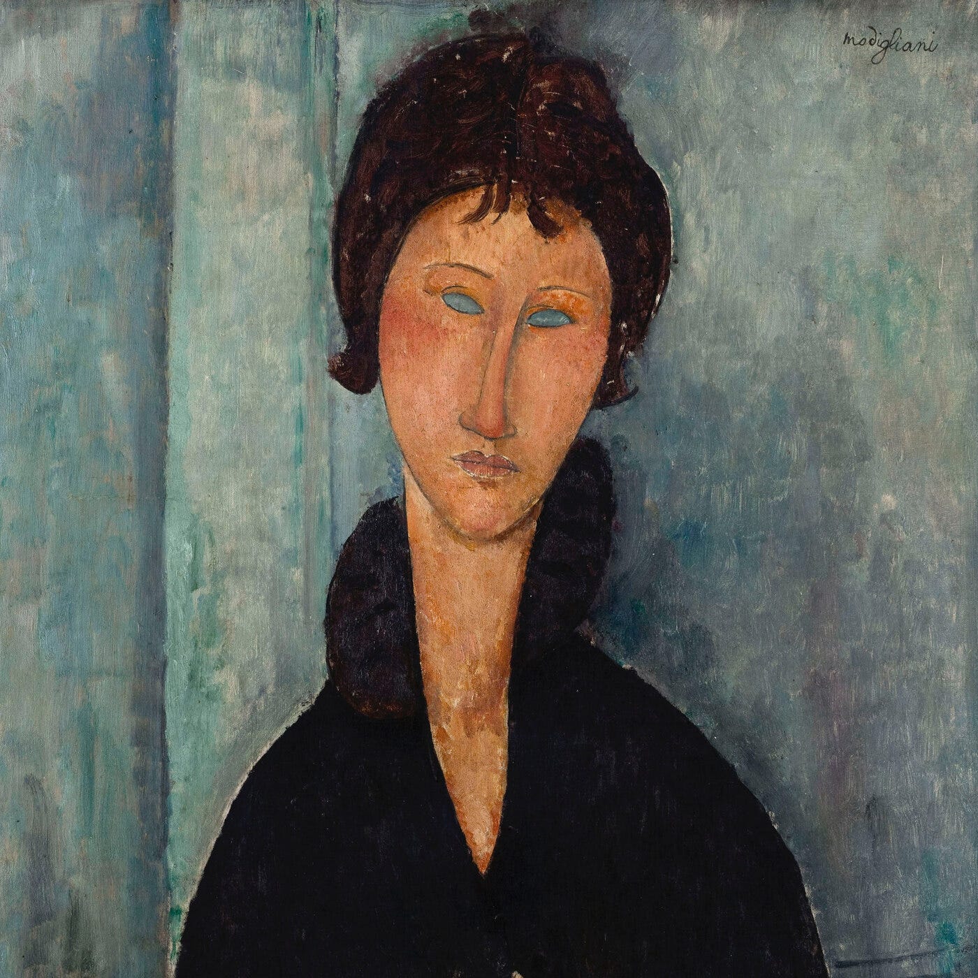 Jeanne Hébuterne, “La Femme aux Yeux Bleus,” 1918. Musée d'Art Moderne de Paris. Jeanne Hébuterne, “La Femme aux Yeux Bleus,” 1918. Musée d'Art Moderne de Paris.