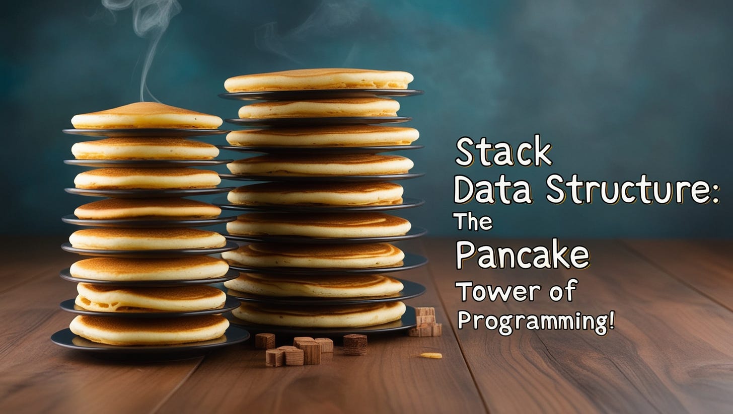 Stack Data Structure: The Pancake Tower of Programming! 🥞
Welcome, adventurer! Today, you’re diving into the magical world of stacks! No, not the kind of stack that makes up your unwashed dishes, but the kind that makes computer science go round. A stack is a data structure — and I promise it’s more fun than it sounds. Ready to build some towers of knowledge? Let’s roll!