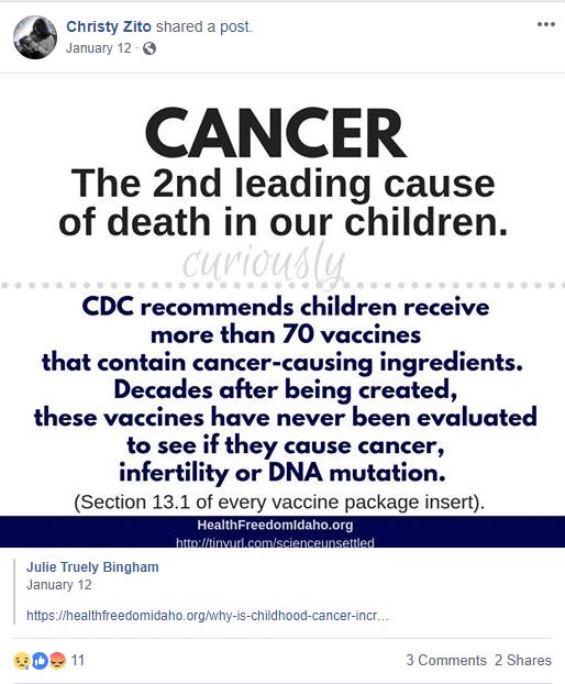 Representative Christy Zito connected Health Freedom Idaho with her post Representative Christy Zito connected Health Freedom Idaho with her post
