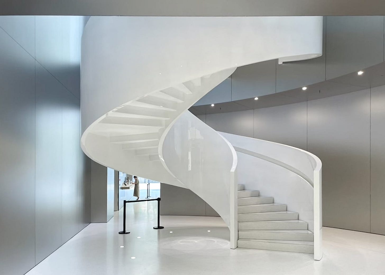 Terrazzo spiral stairs at Apple Nanjing IST. Terrazzo spiral stairs at Apple Nanjing IST.