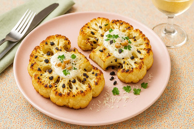 Conopidă coaptă cu usturoi negru și rozmarin